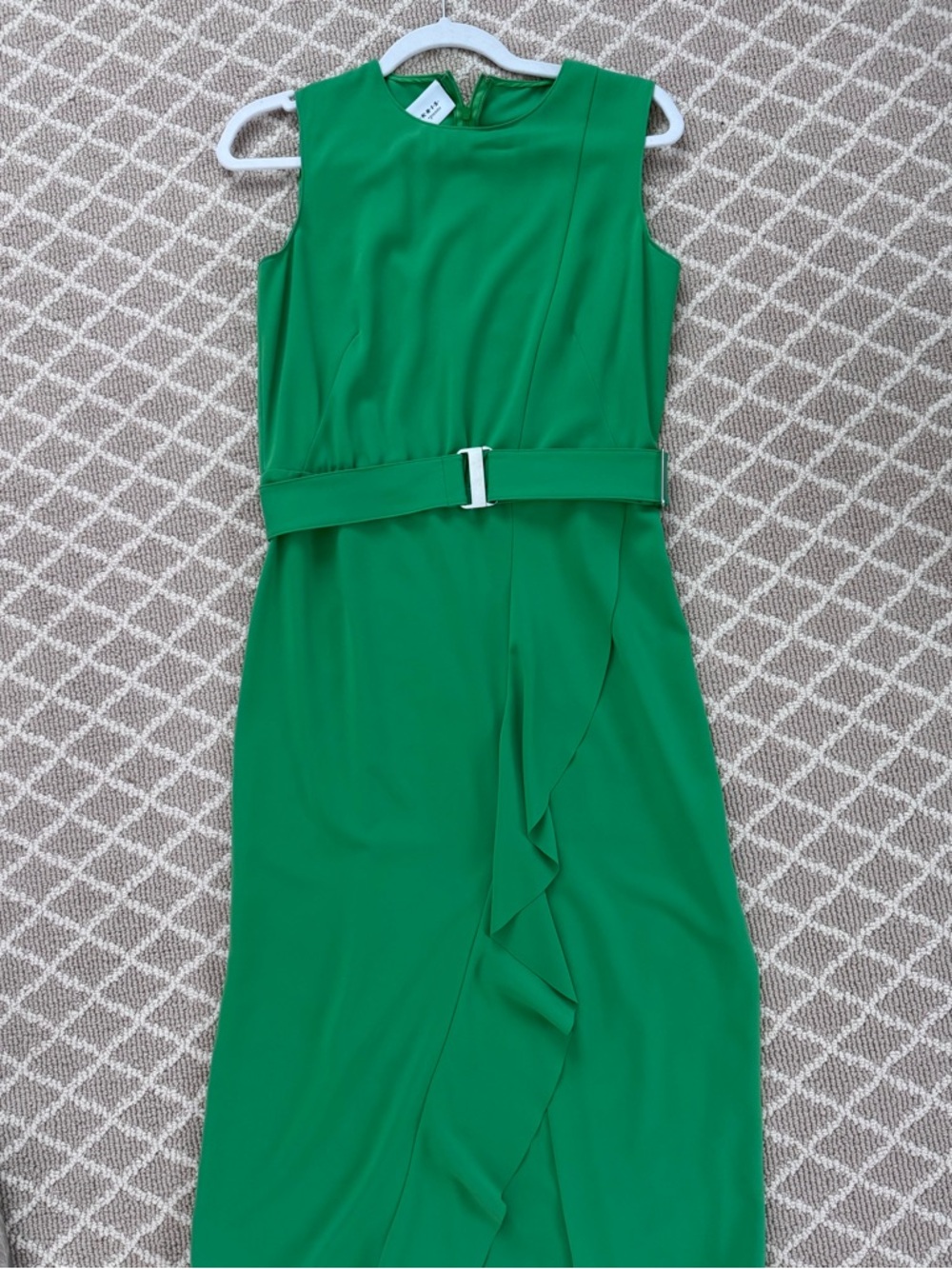 Akris Punto Vibrant Green Sleeveless Belted Midi Dress